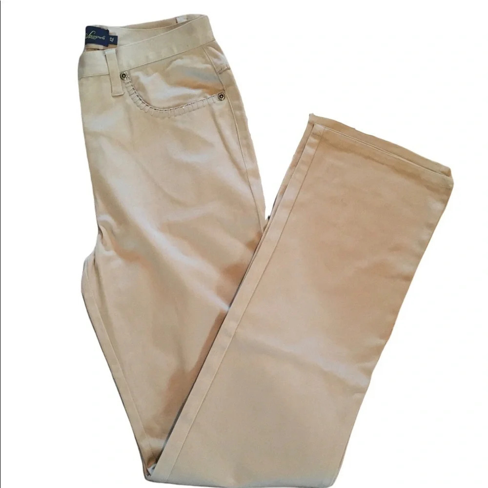 Italian Designer Luisa Spagnoli Tan jeans with detailed stitching